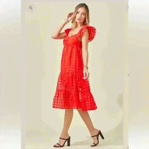 NWT Day + Moon Red Perfect Midi Dress Size Medium